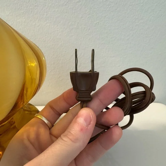 Mid Centry Modern Amber and White Swirl Murano 1960s’s Lamp Glass Empoli - Picture 7 of 11